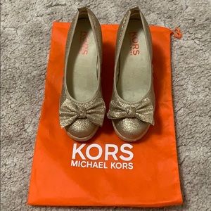 Michael Kors wedge pump espadrilles gold sparkly